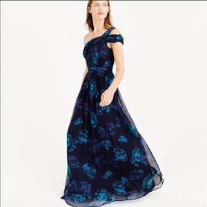 NWT 2016 J.Crew Cara long dress nightshade floral silk chiffon print 12 wedding
